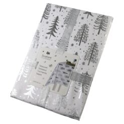 Fata de masa de Craciun cu motive festive argintii/aurii 220x145 cm