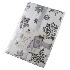 Fata de masa de Craciun cu motive festive argintii/aurii 220x145 cm