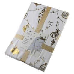 Fata de masa de Craciun cu motive festive argintii/aurii 220x145 cm