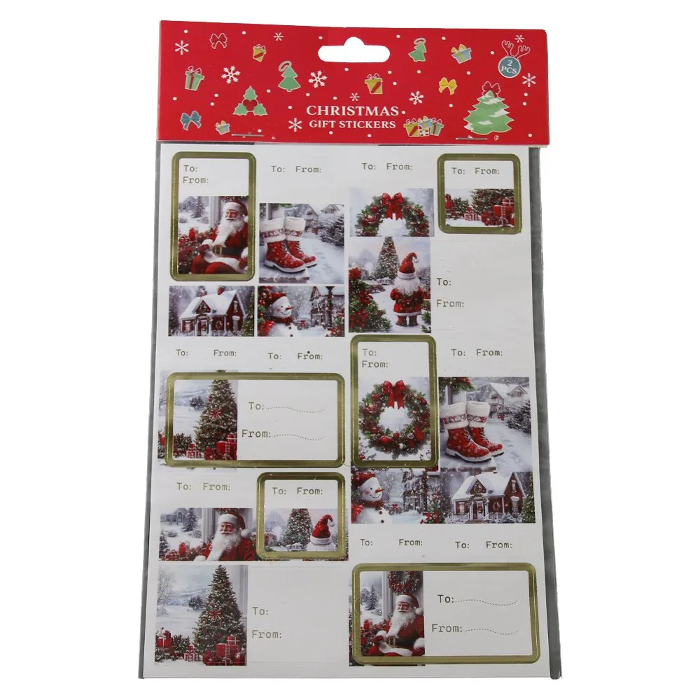 Set 2 coli cu etichete autocolante pentru cadouri de Craciun 15x20 cm Set 2 coli cu etichete autocolante pentru cadouri de Craciun 15x20 cm