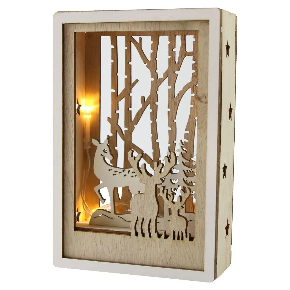 Decoratiune de Craciun din lemn cu LED