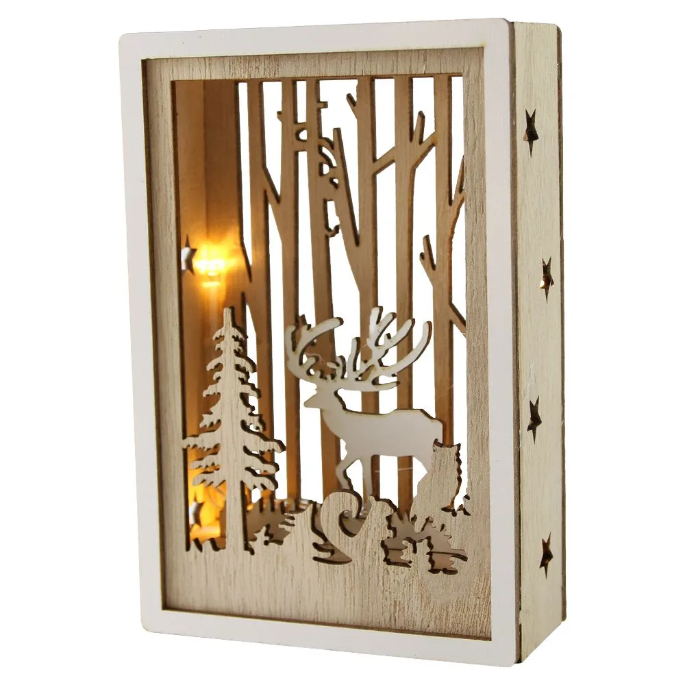 Decoratiune de Craciun din lemn cu LED