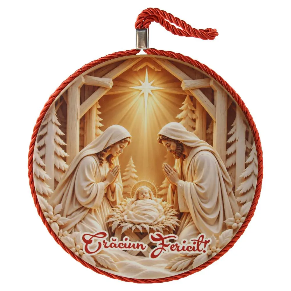 Decor de perete din ceramica "Craciun Fericit" Sfanta Familie 17 cm Decor de perete din ceramica "Craciun Fericit" Sfanta Familie 17 cm