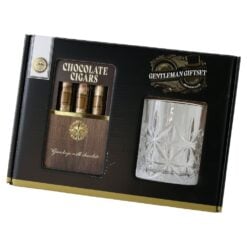 Set cadou Gentleman cu pahar din sticla si 3 trabucuri din ciocolata