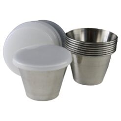 Set 8 mini boluri din inox cu capac 70 ml