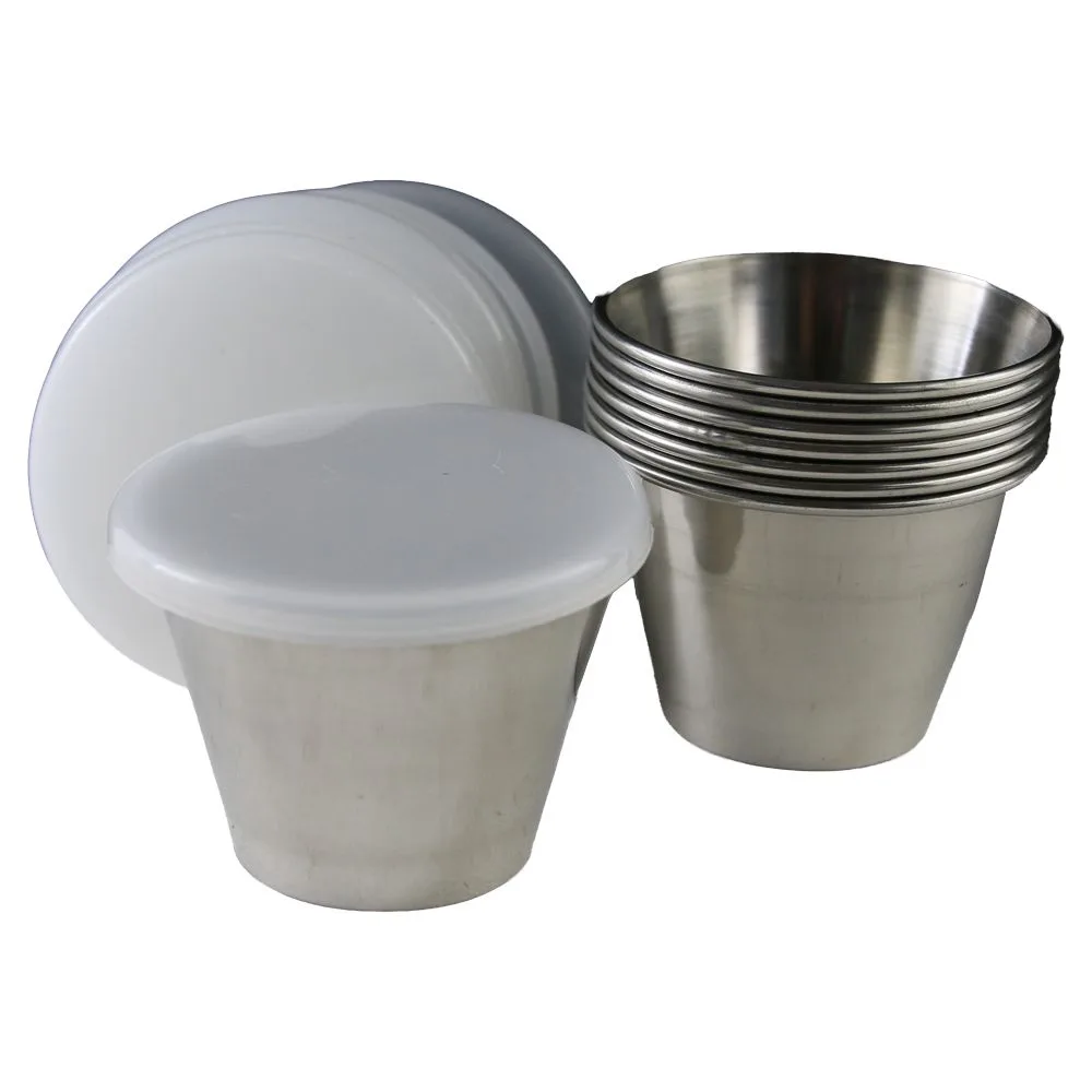 Set 8 mini boluri din inox cu capac 70 ml Set 8 mini boluri din inox cu capac 70 ml