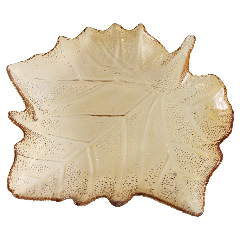 Platou Frunza din sticla 24.5x26 cm