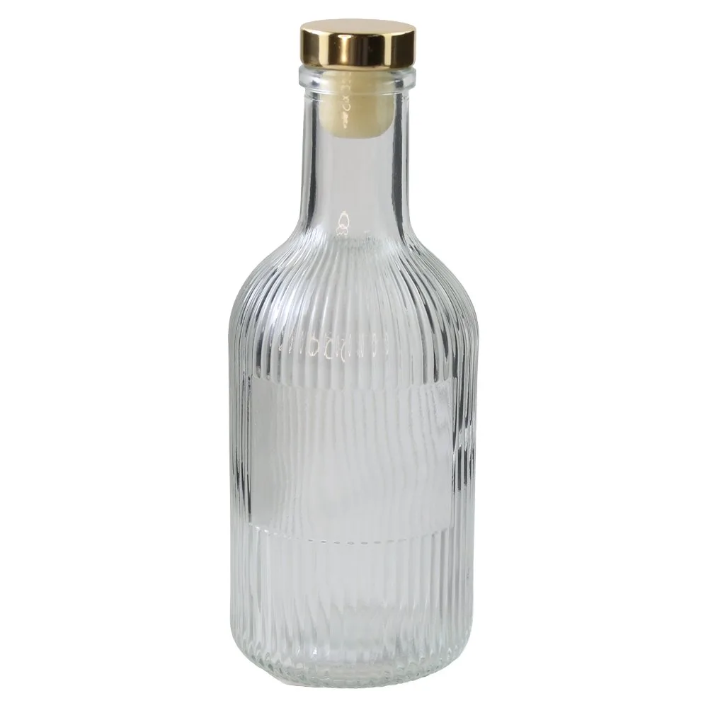 Sticla eleganta cu model striat si dop auriu 270 ml