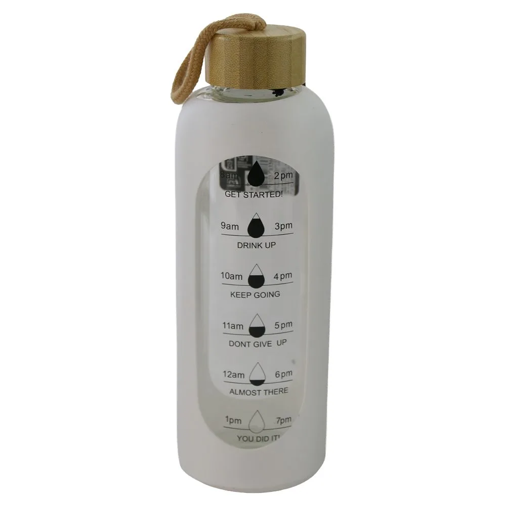Sticla cu marcaje orare si husa de protectie din silicon 750 ml Sticla cu marcaje orare si husa de protectie din silicon 750 ml