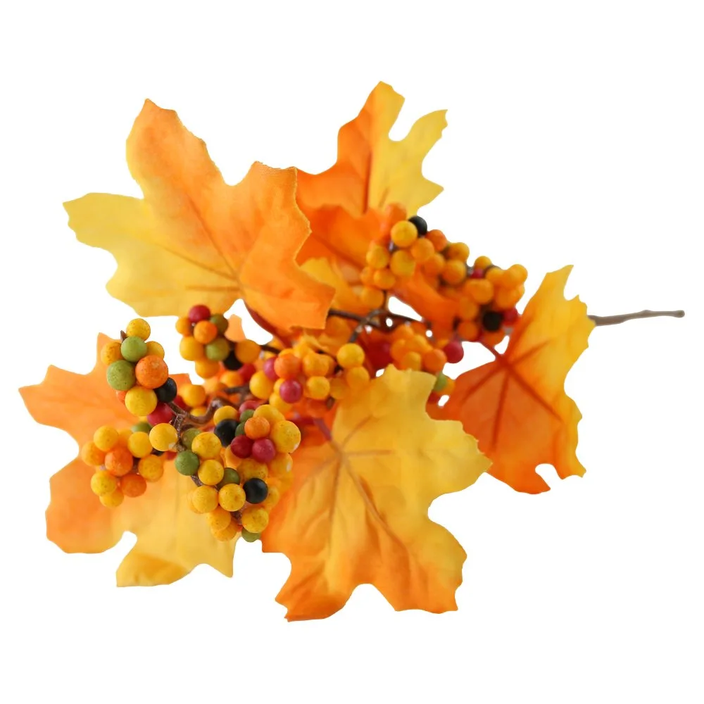 Pick decorativ de toamna cu bobite colorate 30 cm