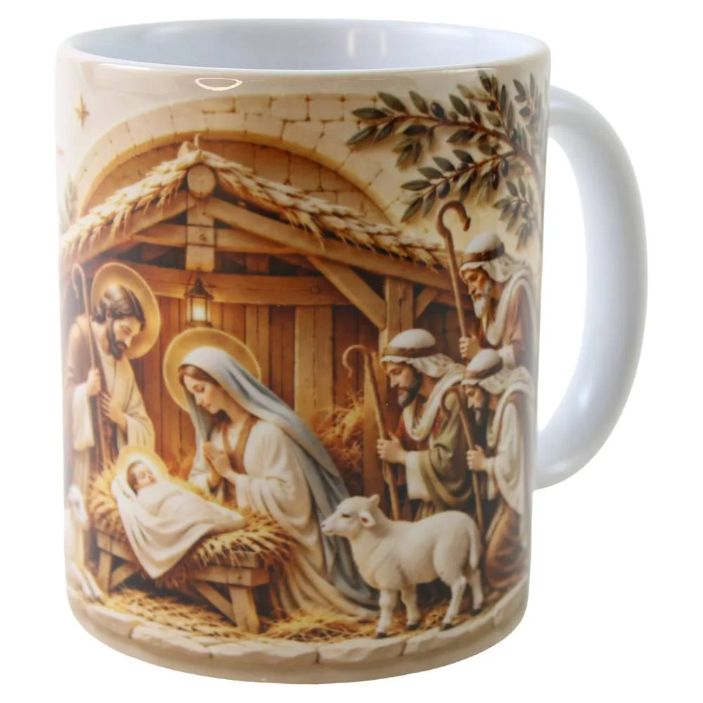 Cana ceramica "Sarbatori Fericite" sceneta Betleem 330 ml