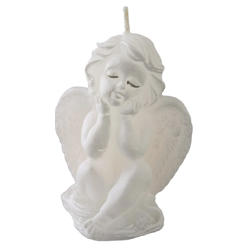 Lumanare de Craciun Ingeras alb 7x9 cm