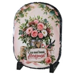 Placa din ardezie "Cea mai buna florareasa!" 14x19 cm