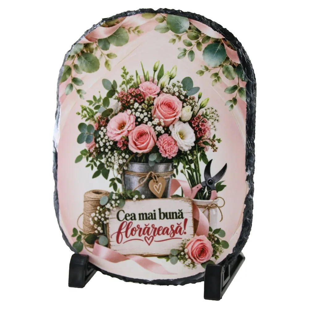 Placa din ardezie "Cea mai buna florareasa!" 14x19 cm Placa din ardezie "Cea mai buna florareasa!" 14x19 cm