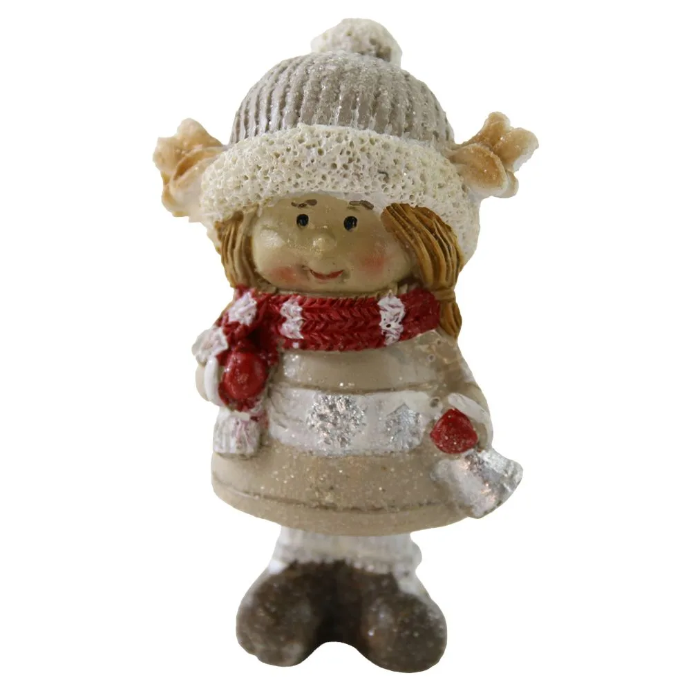Figurina de Craciun Copilas cu caciula si fular 6 cm Figurina de Craciun Copilas cu caciula si fular 6 cm