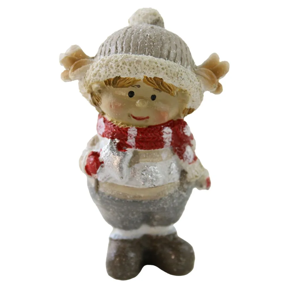 Figurina de Craciun Copilas cu caciula si fular 6 cm Figurina de Craciun Copilas cu caciula si fular 6 cm