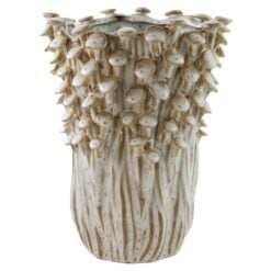 Ghiveci ceramic glazurat cu ciupercute in relief 21x26 cm