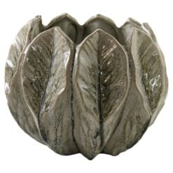 Ghiveci ceramic glazurat cu frunze in relief 23x19 cm