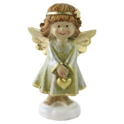 Figurina ingeras cu aripi aurii si coronita 10 cm