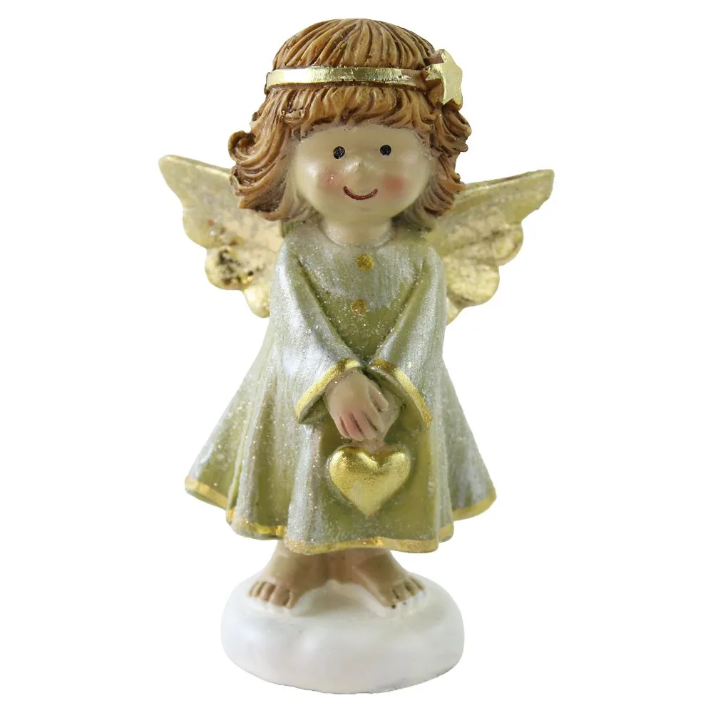 Figurina ingeras cu aripi aurii si coronita 10 cm