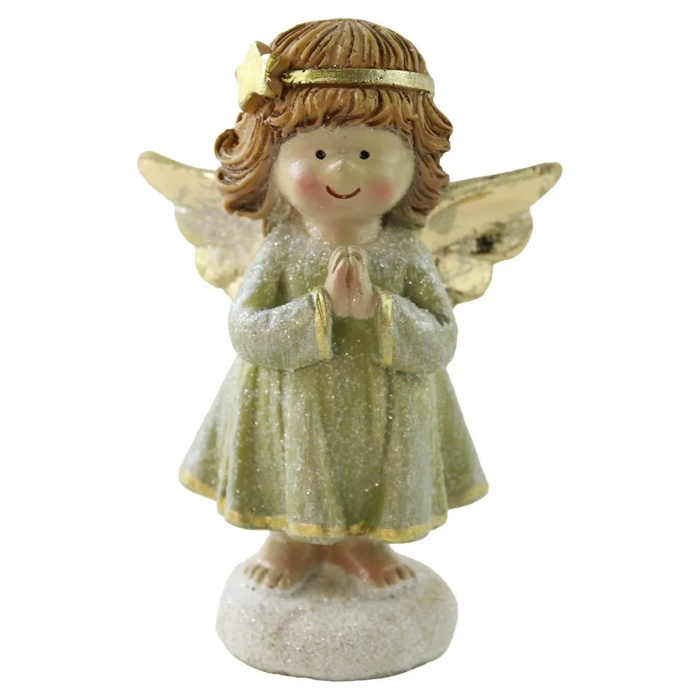 Figurina ingeras cu aripi aurii si coronita 10 cm