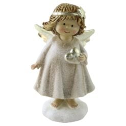Figurina ingeras cu aripi aurii si coronita 14 cm
