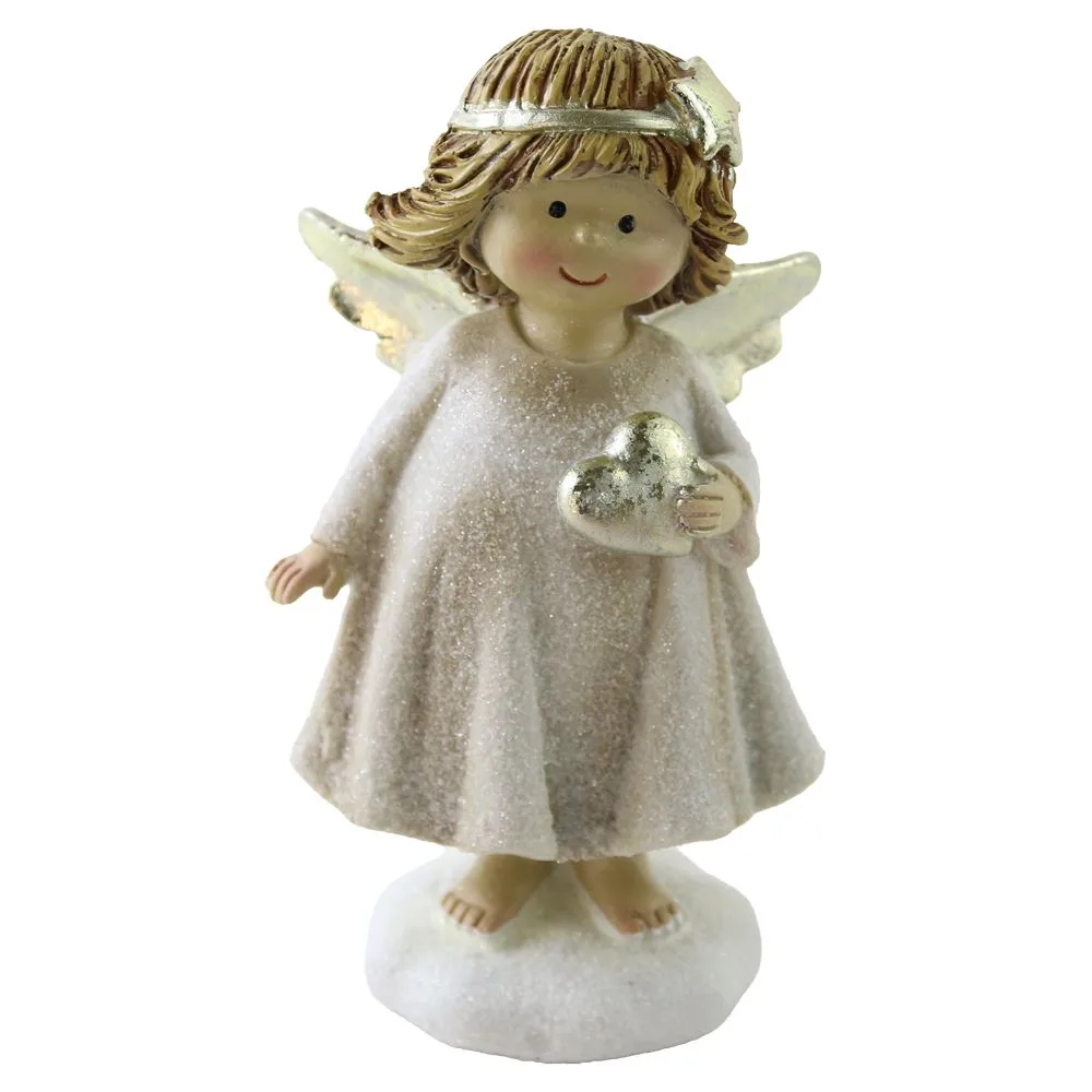Figurina ingeras cu aripi aurii si coronita 14 cm
