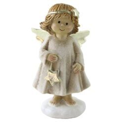 Figurina ingeras cu aripi aurii si coronita 14 cm