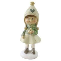 Figurina de Craciun Fetita din rasina cu caciulita 5x12 cm