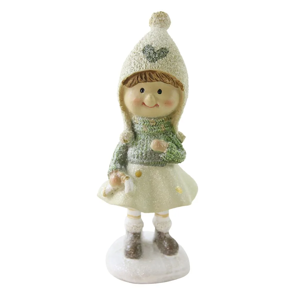 Figurina de Craciun Fetita din rasina cu caciulita 5x12 cm