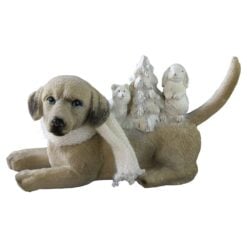 Figurina de Craciun Catel cu animalute din rasina 12 cm
