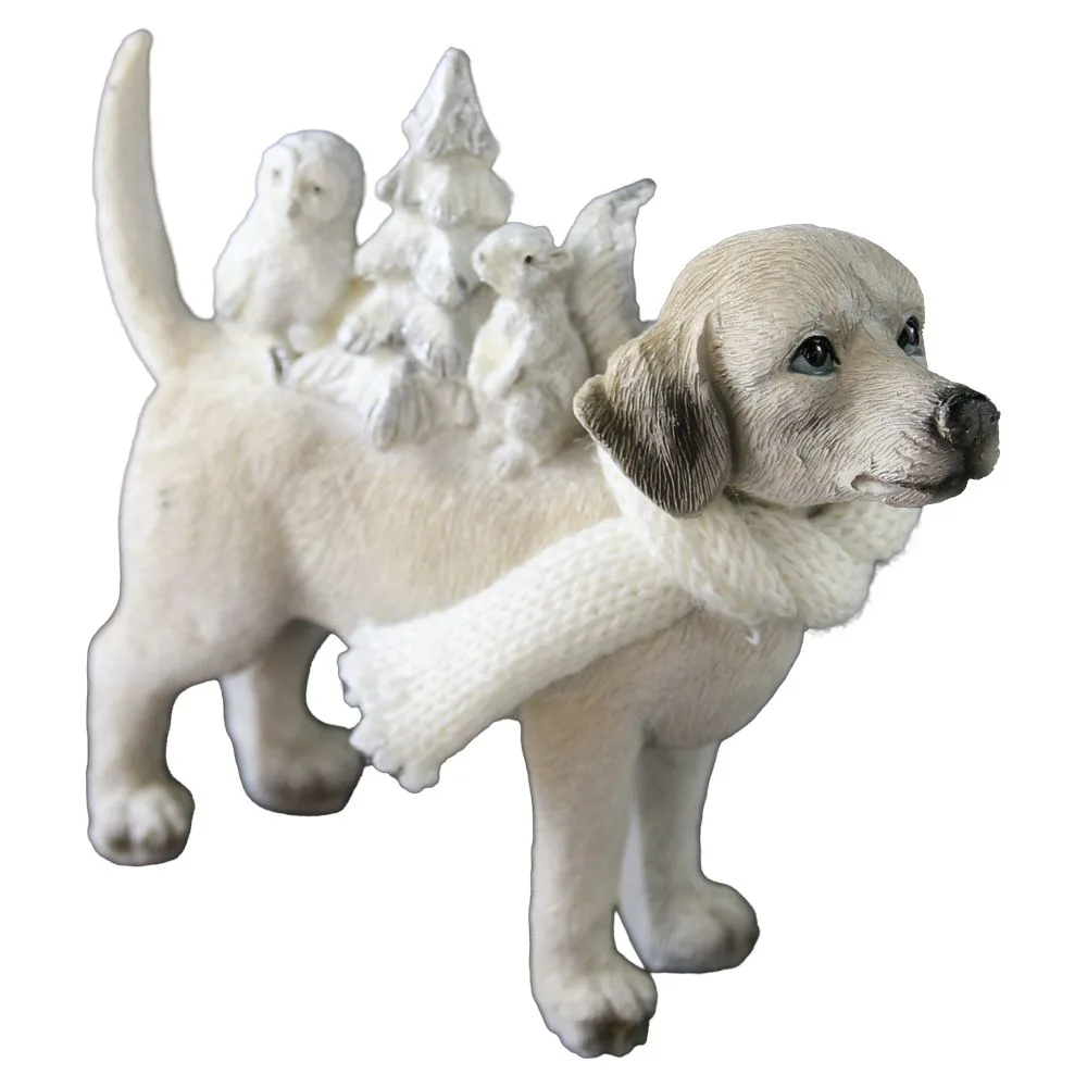 Figurina de Craciun Catel cu animalute din rasina 12 cm Figurina de Craciun Catel cu animalute din rasina 12 cm