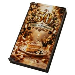 Caseta cadou din lemn pentru bani "Boldog szuletesnapot 50" 10 x 17 cm