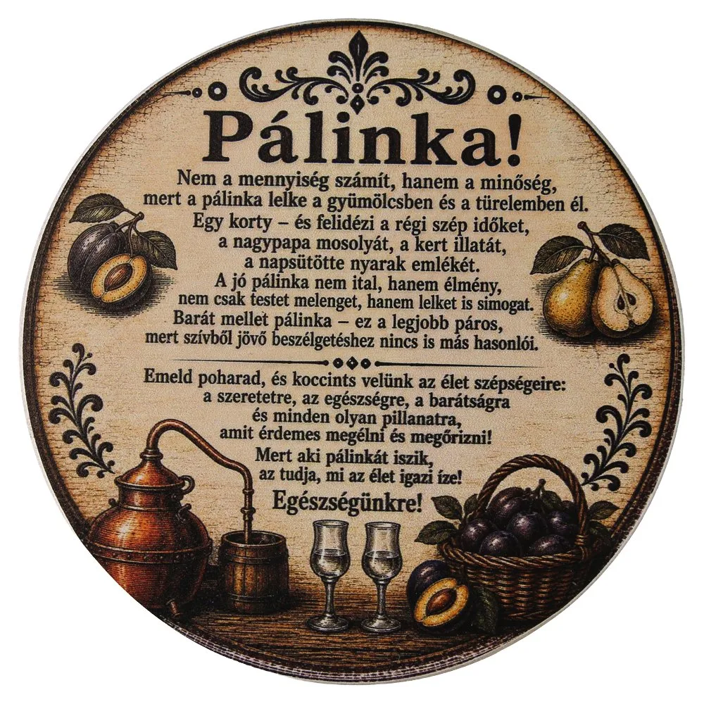 Suport din lemn cu sticla si 6 pahare "Palinka" 33x17x40 cm