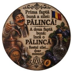 Suport din lemn cu sticla si 6 pahare