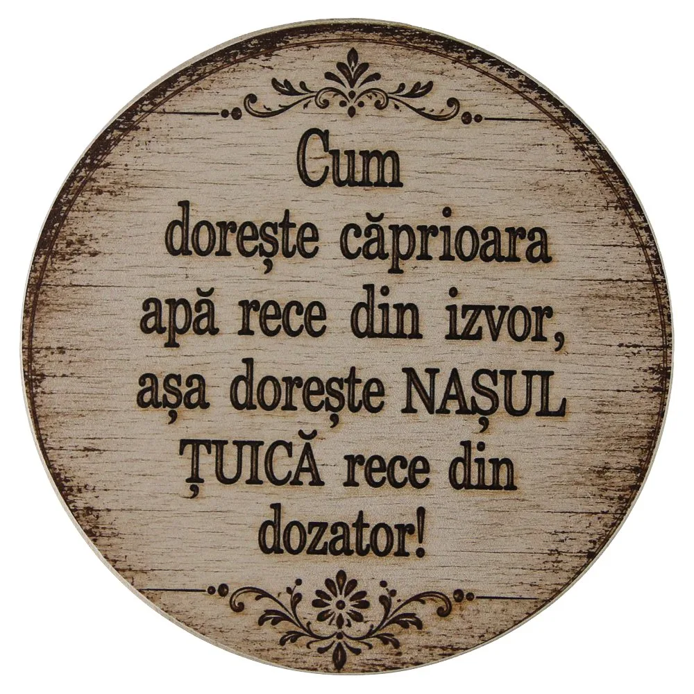 Suport din lemn cu sticla si 6 pahare "Nasul" 33x17x40 cm